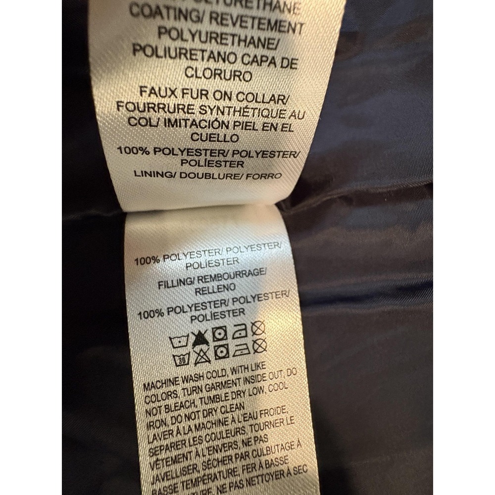 Lucky Brand Jacket Mens Medium Navy Puffer Quilted Faux Leather Yoke Snap Front - Picture 8 of 11